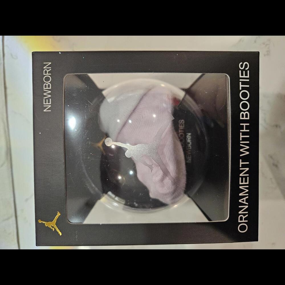 Air Jordan Pink Baby Booties with clear ball ornament